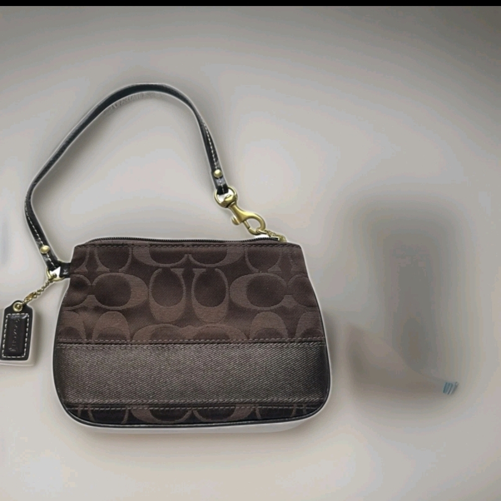 Coach Chocolate Brown Signature Wristlet- EUC